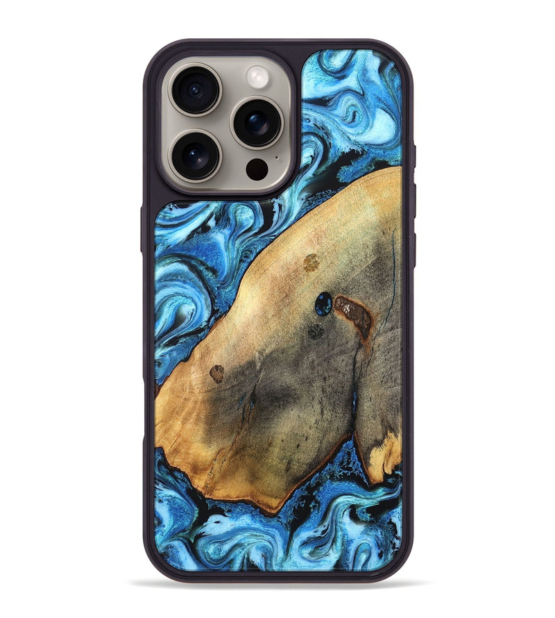 iPhone 16 Pro Max Wood Phone Case - Pete (Blue, 826847)