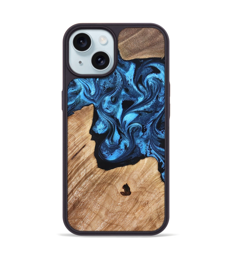 iPhone 15 Wood Phone Case - Rosetta (Blue, 826848)