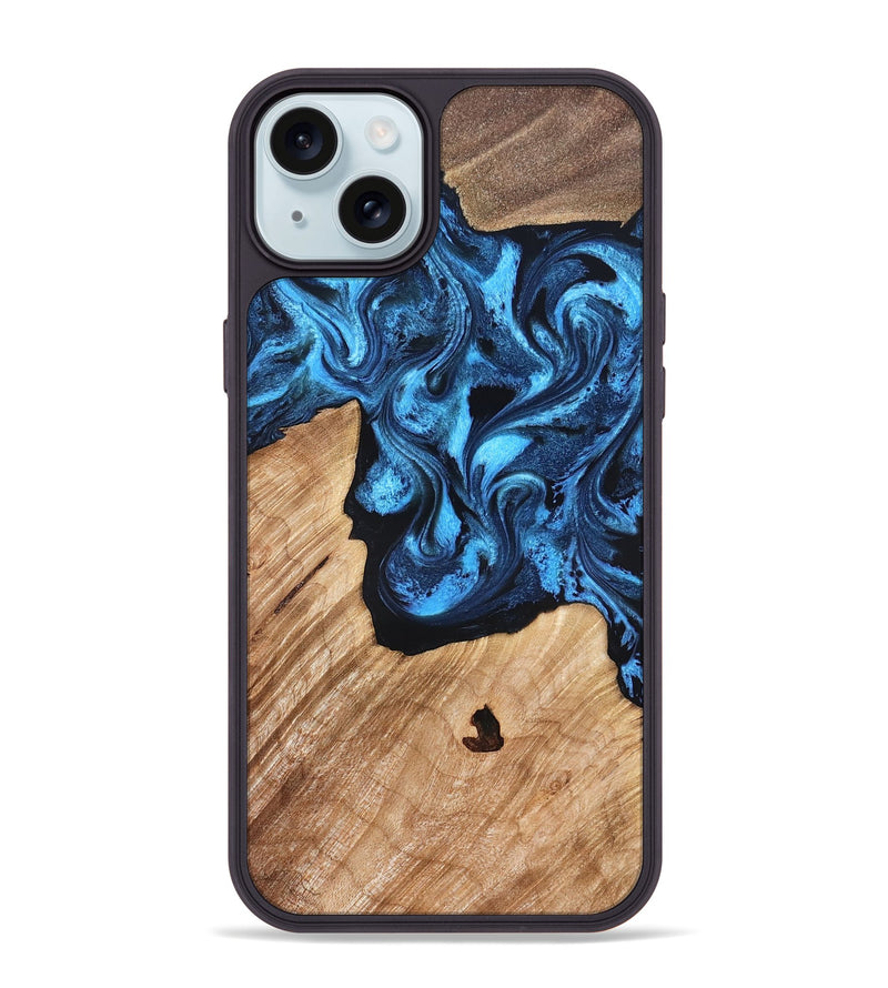 iPhone 15 Plus Wood Phone Case - Rosetta (Blue, 826848)