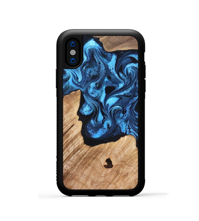 iPhone Xs Wood Phone Case - Rosetta (Blue, 826848)