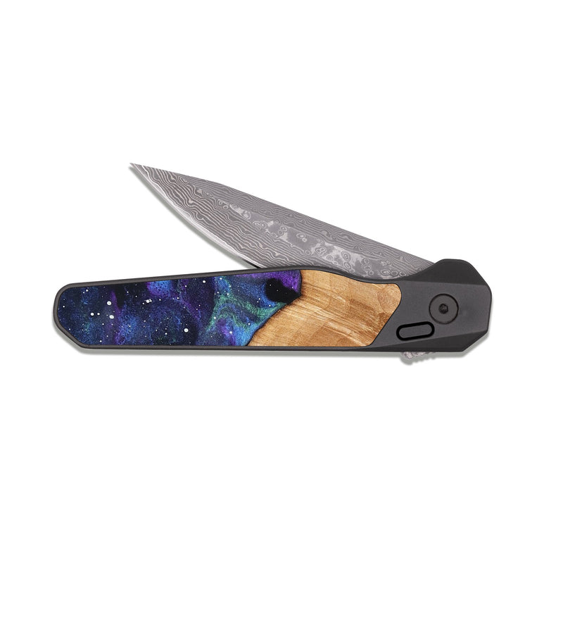 EDC Dark Damascus Wood Pocket Knife - Zendaya (Cosmos, 826865)