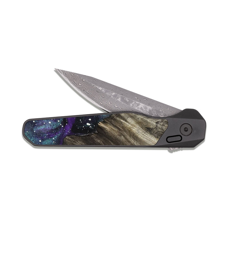 EDC Dark Damascus Wood Pocket Knife - Hiram (Cosmos, 826868)