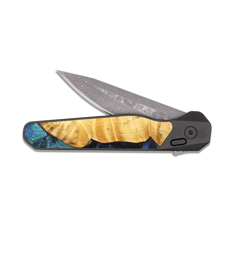 EDC Dark Damascus Wood Pocket Knife - Deshawn (Cosmos, 826872)