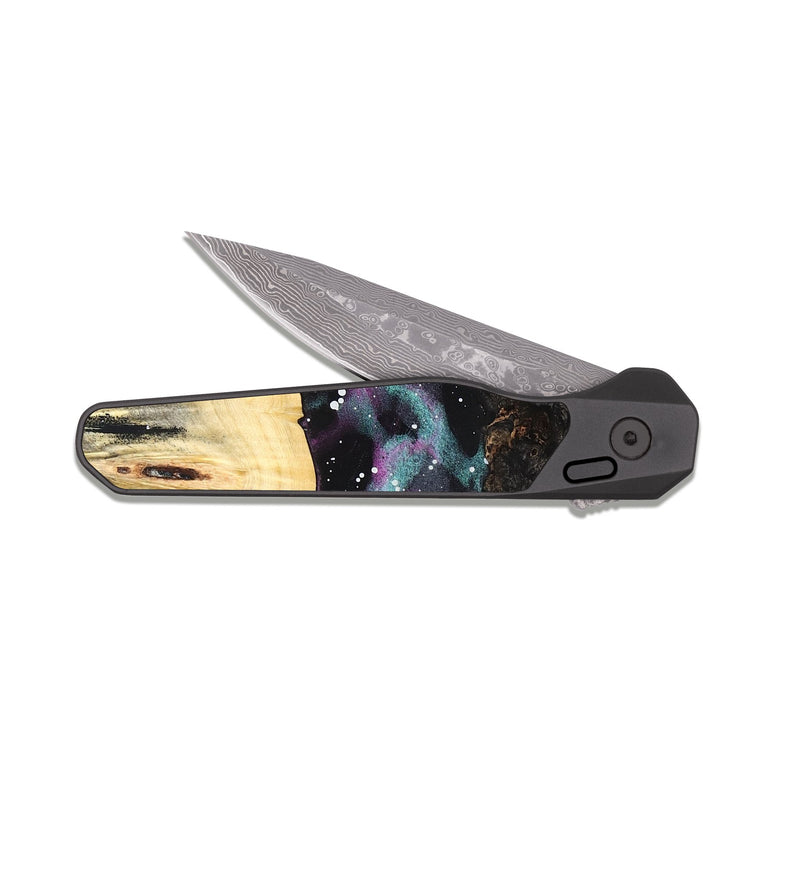EDC Dark Damascus Wood Pocket Knife - Tarsha (Cosmos, 826898)