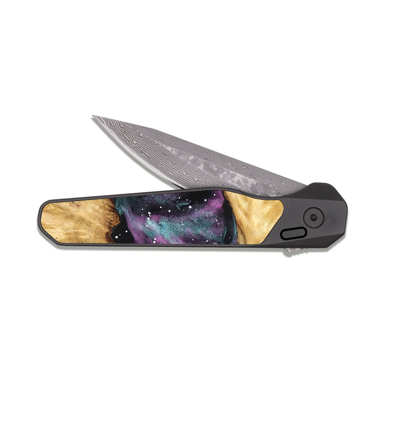 EDC Dark Damascus Wood Pocket Knife - Erica (Cosmos, 826901)