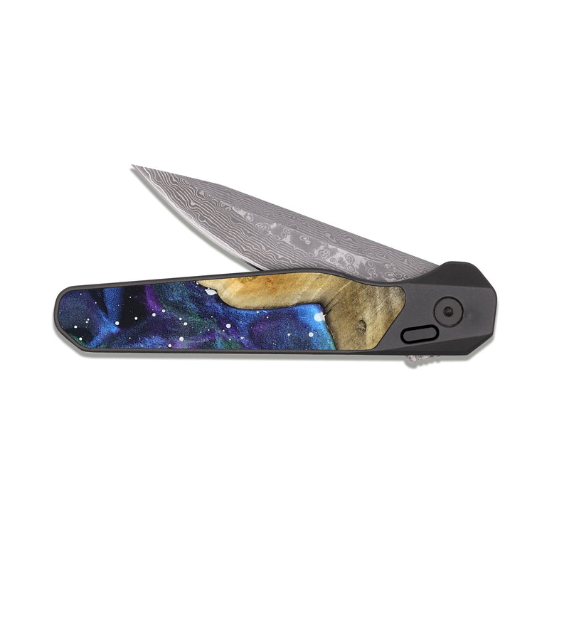 EDC Dark Damascus Wood Pocket Knife - Deron (Cosmos, 826908)