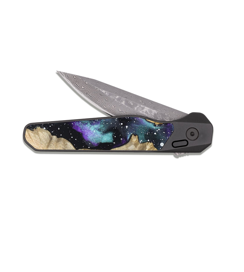 EDC Dark Damascus Wood Pocket Knife - Arely (Cosmos, 826927)