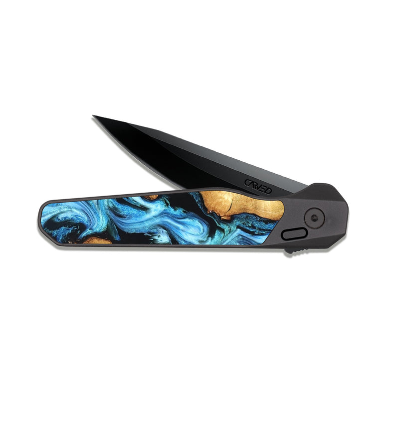 EDC Dark Slate Wood Pocket Knife - Zackary (Blue, 827006)