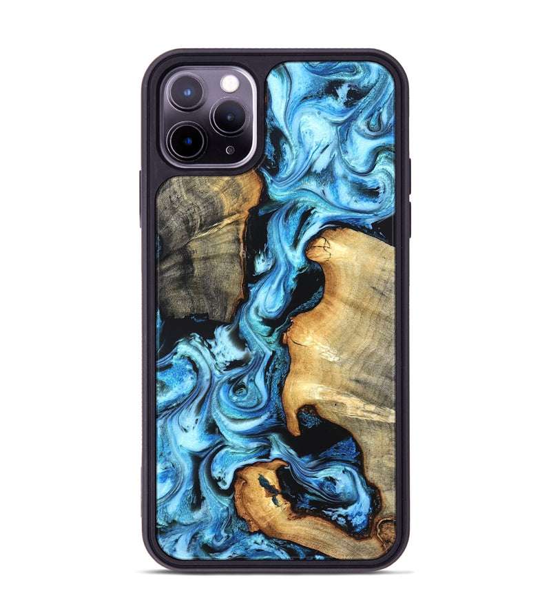 iPhone 11 Pro Max Wood Phone Case - Zackary (Blue, 827006)