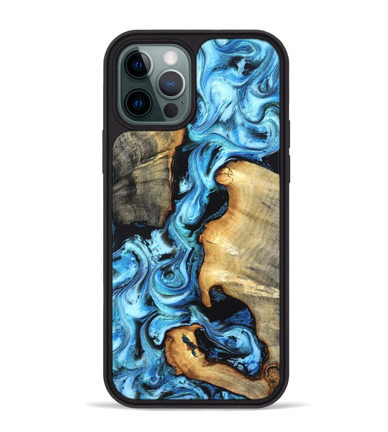 iPhone 12 Pro Max Wood Phone Case - Zackary (Blue, 827006)