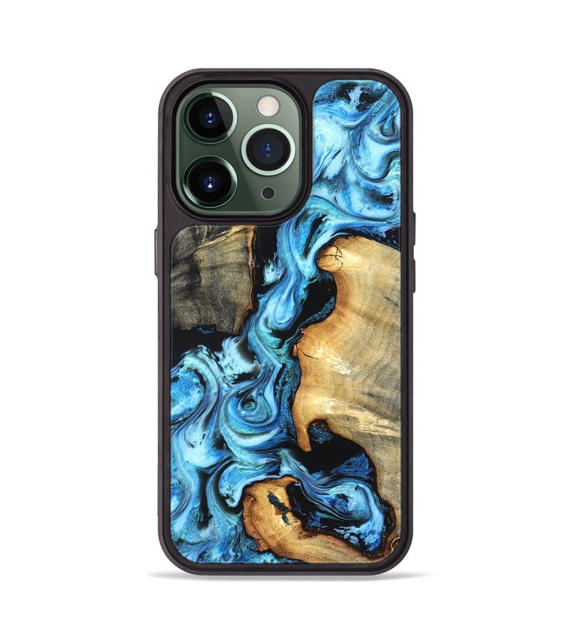 iPhone 13 Pro Wood Phone Case - Zackary (Blue, 827006)
