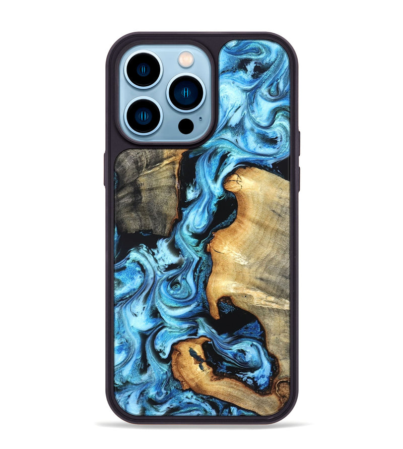 iPhone 14 Pro Max Wood Phone Case - Zackary (Blue, 827006)