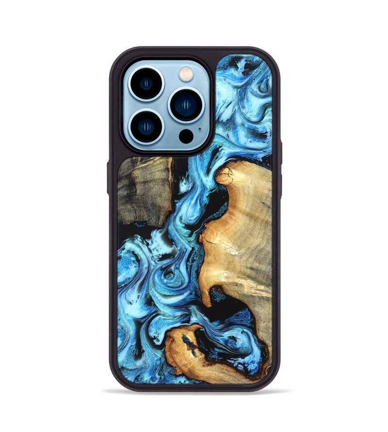 iPhone 14 Pro Wood Phone Case - Zackary (Blue, 827006)