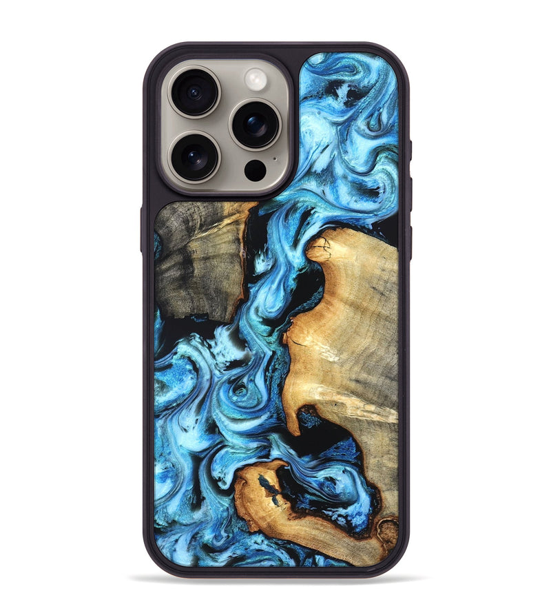 iPhone 15 Pro Max Wood Phone Case - Zackary (Blue, 827006)