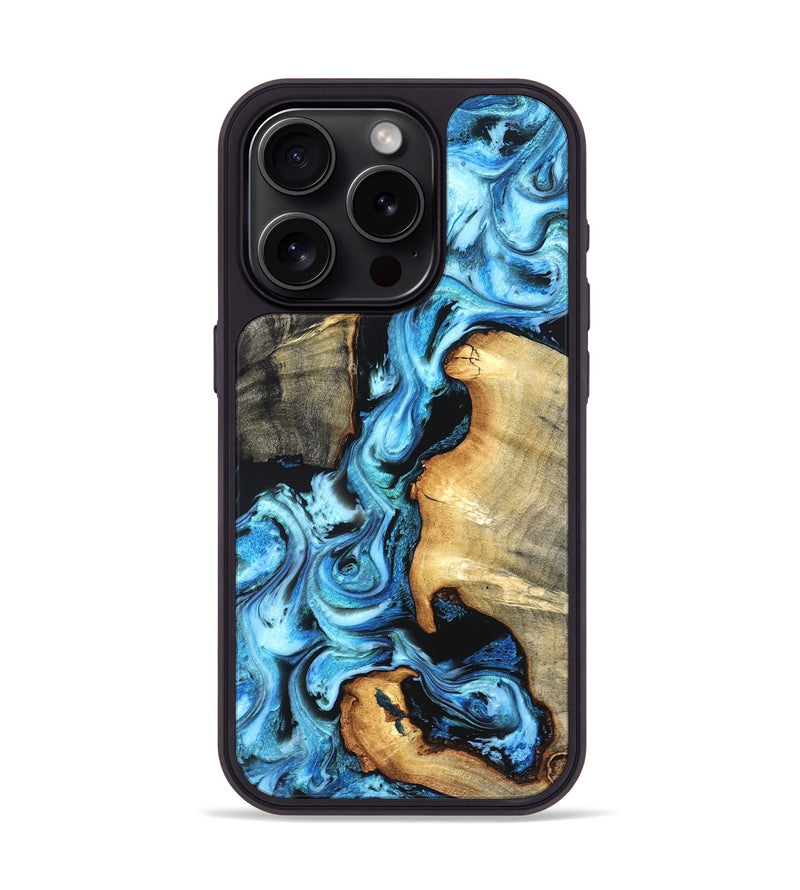 iPhone 15 Pro Wood Phone Case - Zackary (Blue, 827006)