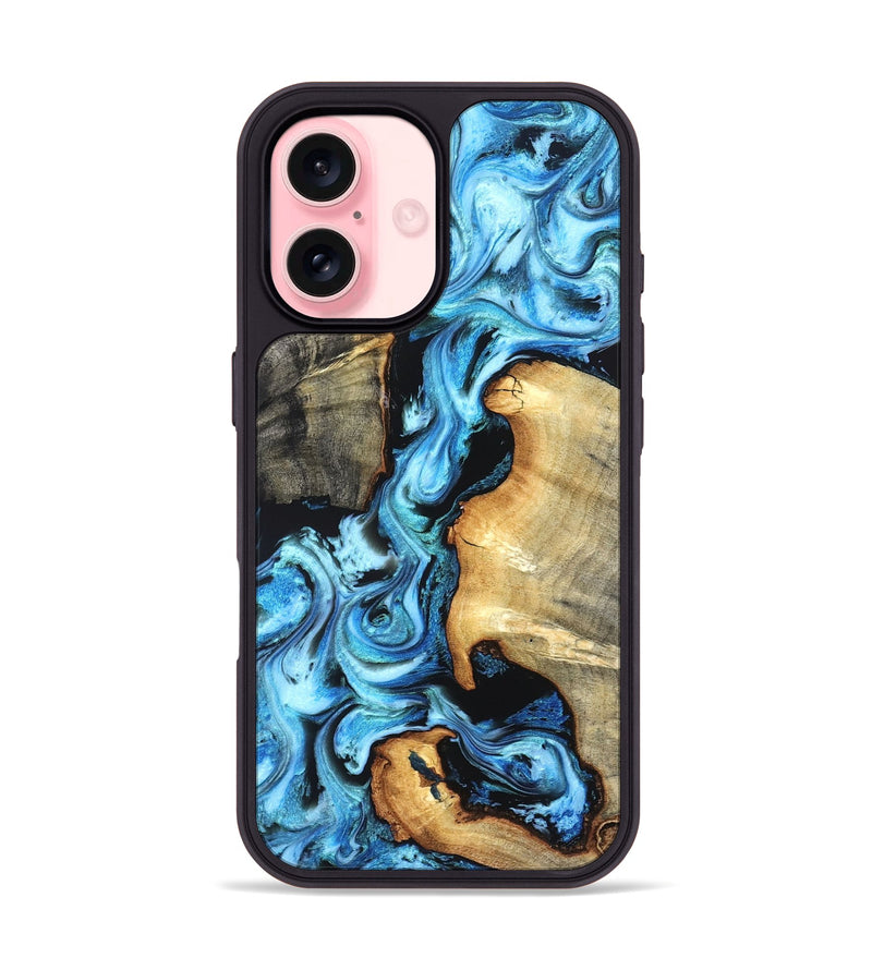 iPhone 16 Wood Phone Case - Zackary (Blue, 827006)
