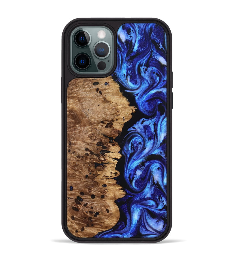 iPhone 12 Pro Max Wood Phone Case - Love (Blue, 827007)