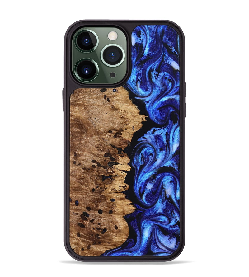 iPhone 13 Pro Max Wood Phone Case - Love (Blue, 827007)