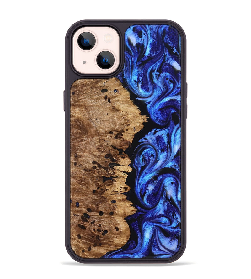 iPhone 14 Plus Wood Phone Case - Love (Blue, 827007)
