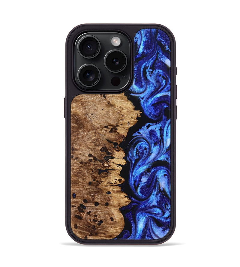 iPhone 15 Pro Wood Phone Case - Love (Blue, 827007)