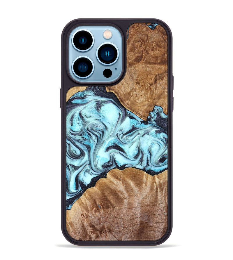 iPhone 14 Pro Max Wood Phone Case - Hershel (Blue, 827012)