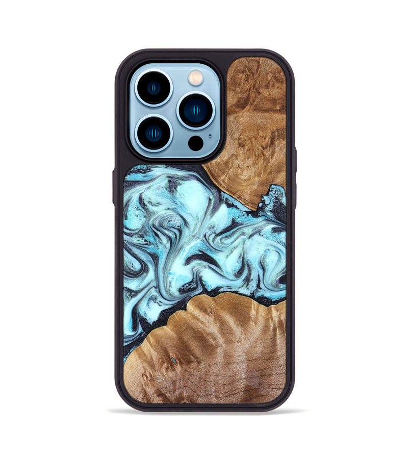 iPhone 14 Pro Wood Phone Case - Hershel (Blue, 827012)