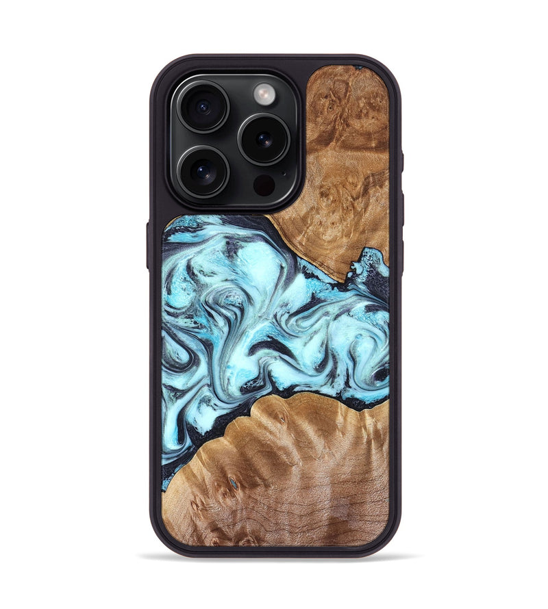 iPhone 15 Pro Wood Phone Case - Hershel (Blue, 827012)