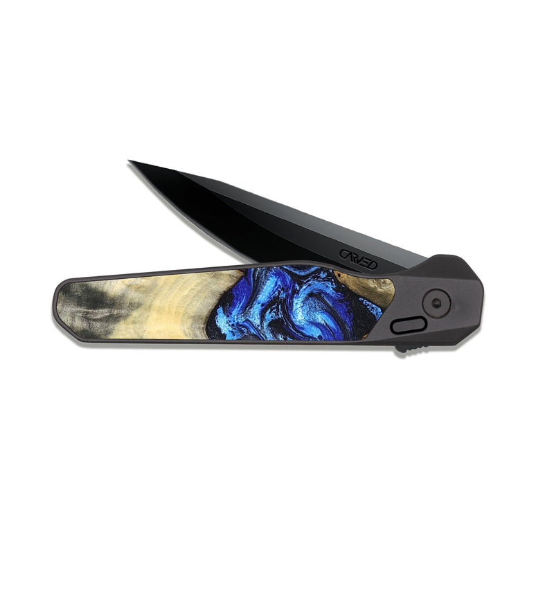 EDC Dark Slate Wood Pocket Knife - Sondra (Blue, 827015)