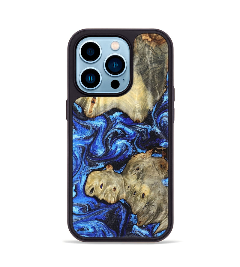 iPhone 14 Pro Wood Phone Case - Sondra (Blue, 827015)