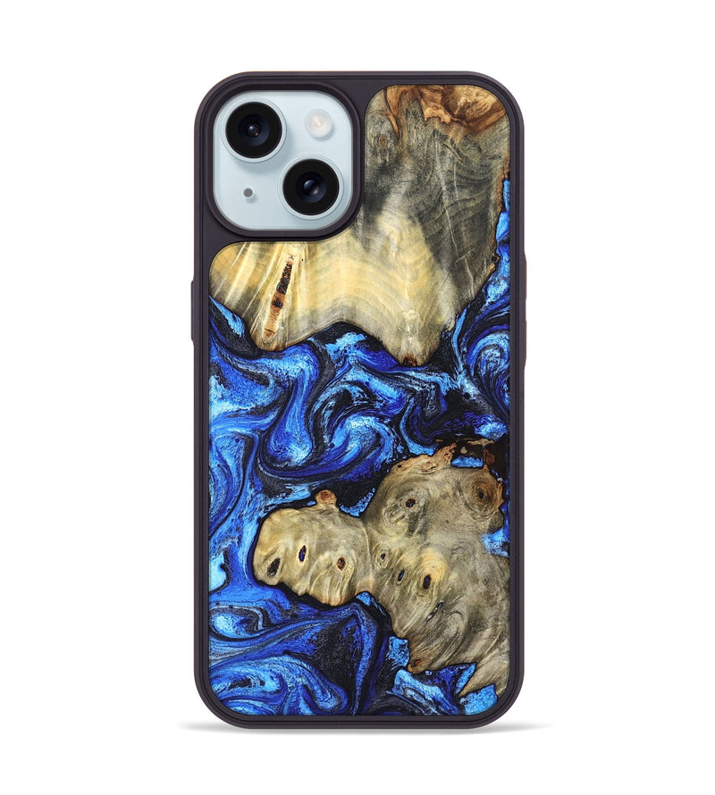 iPhone 15 Wood Phone Case - Sondra (Blue, 827015)