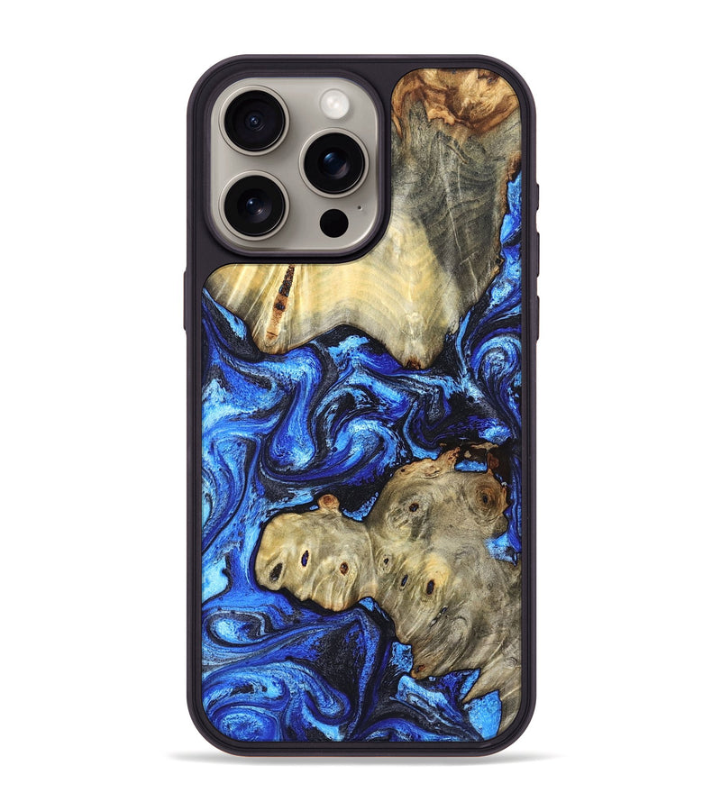 iPhone 15 Pro Max Wood Phone Case - Sondra (Blue, 827015)