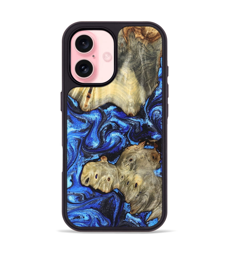 iPhone 16 Wood Phone Case - Sondra (Blue, 827015)
