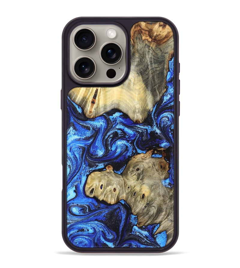 iPhone 16 Pro Max Wood Phone Case - Sondra (Blue, 827015)