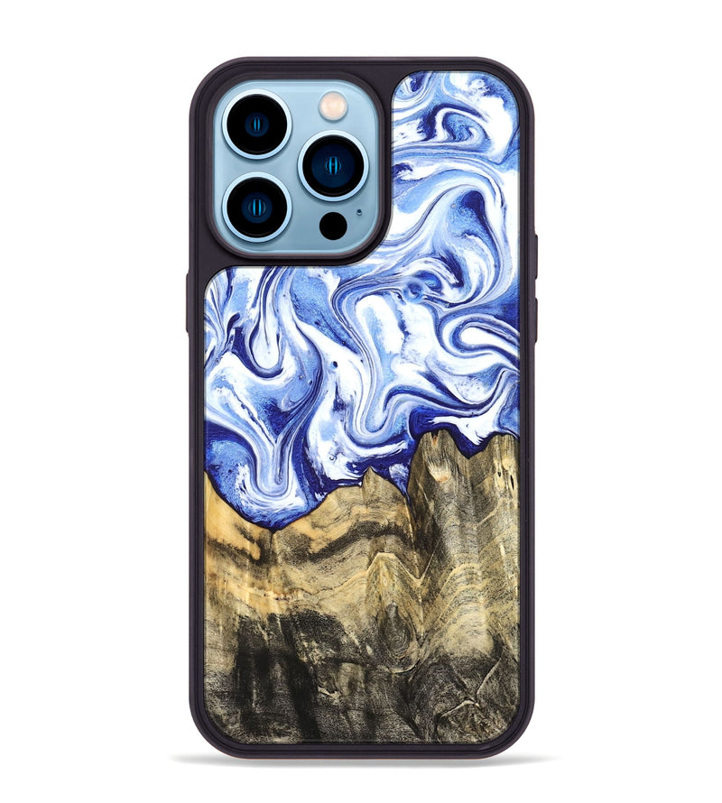 iPhone 14 Pro Max Wood Phone Case - Estevan (Blue, 827017)