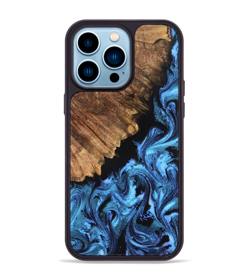 iPhone 14 Pro Max Wood Phone Case - Nikita (Blue, 827019)
