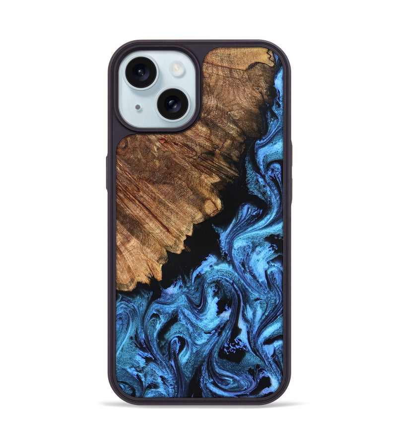iPhone 15 Wood Phone Case - Nikita (Blue, 827019)