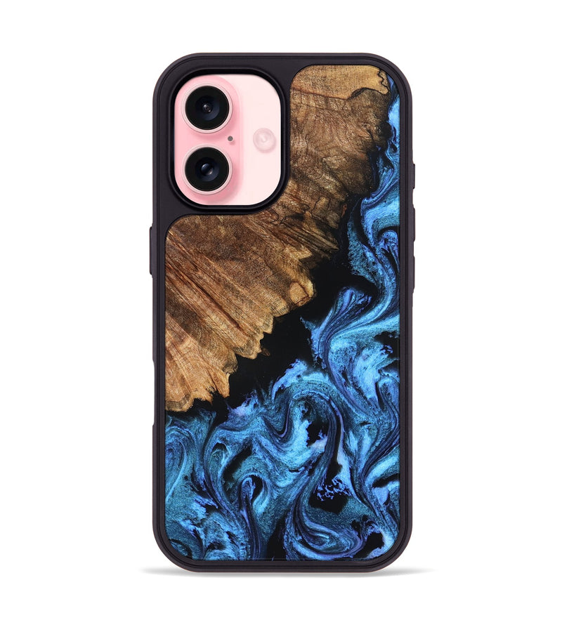 iPhone 16 Wood Phone Case - Nikita (Blue, 827019)
