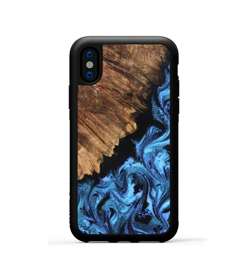 iPhone Xs Wood Phone Case - Nikita (Blue, 827019)