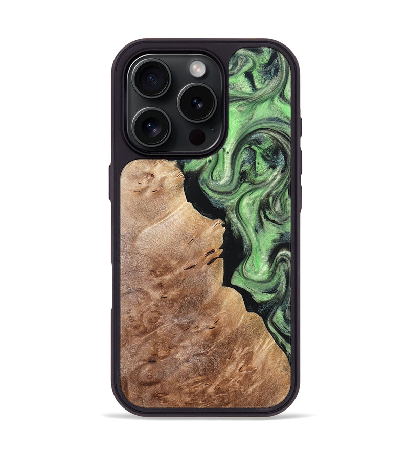 iPhone 16 Pro Wood Phone Case - Stetson (Green, 827022)
