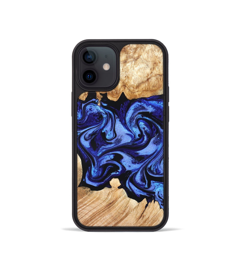 iPhone 12 mini Wood Phone Case - Cleta (Blue, 827025)