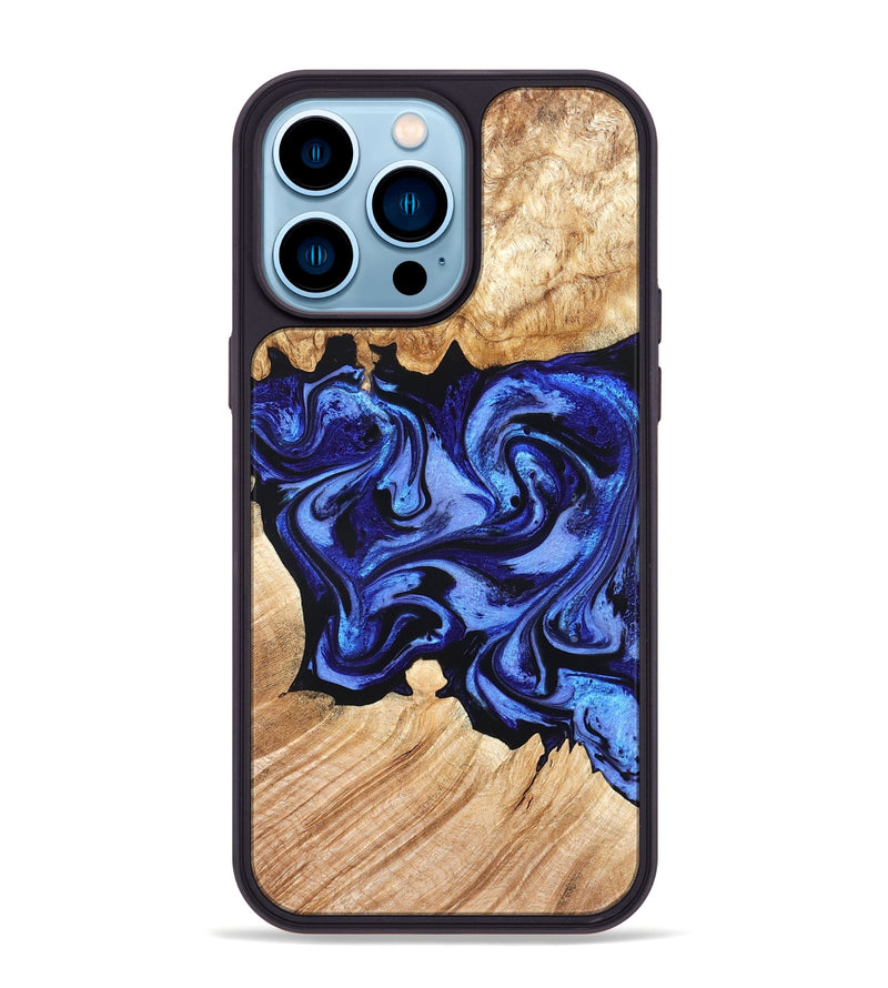 iPhone 14 Pro Max Wood Phone Case - Cleta (Blue, 827025)