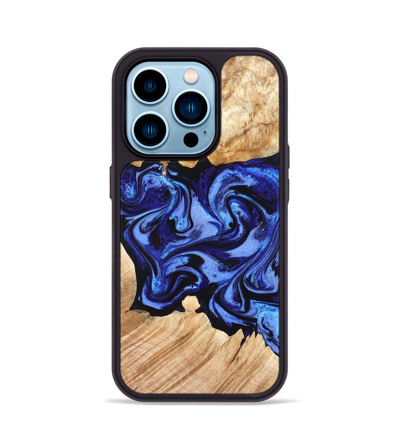 iPhone 14 Pro Wood Phone Case - Cleta (Blue, 827025)