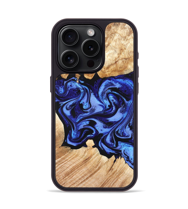 iPhone 15 Pro Wood Phone Case - Cleta (Blue, 827025)