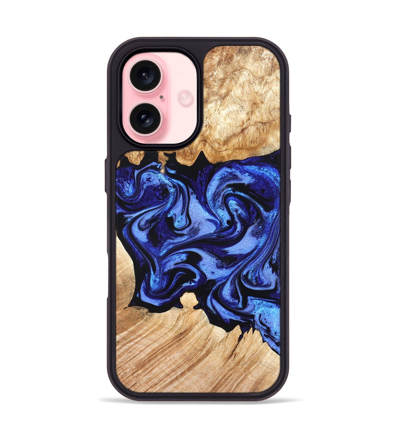 iPhone 16 Wood Phone Case - Cleta (Blue, 827025)