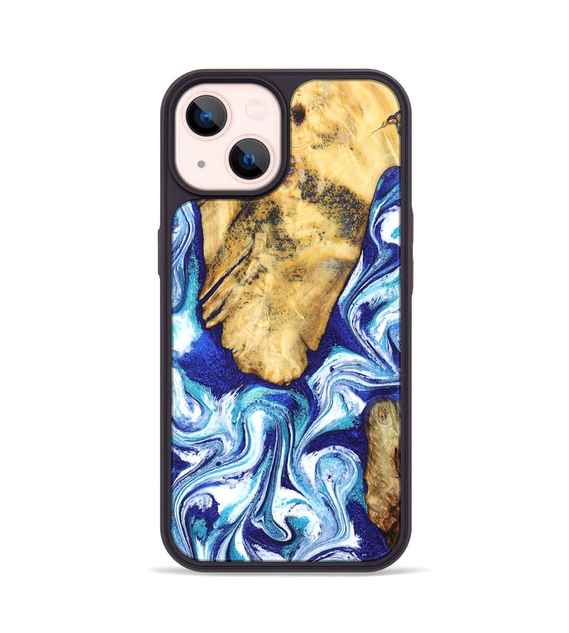 iPhone 14 Wood Phone Case - Trace (Blue, 827026)
