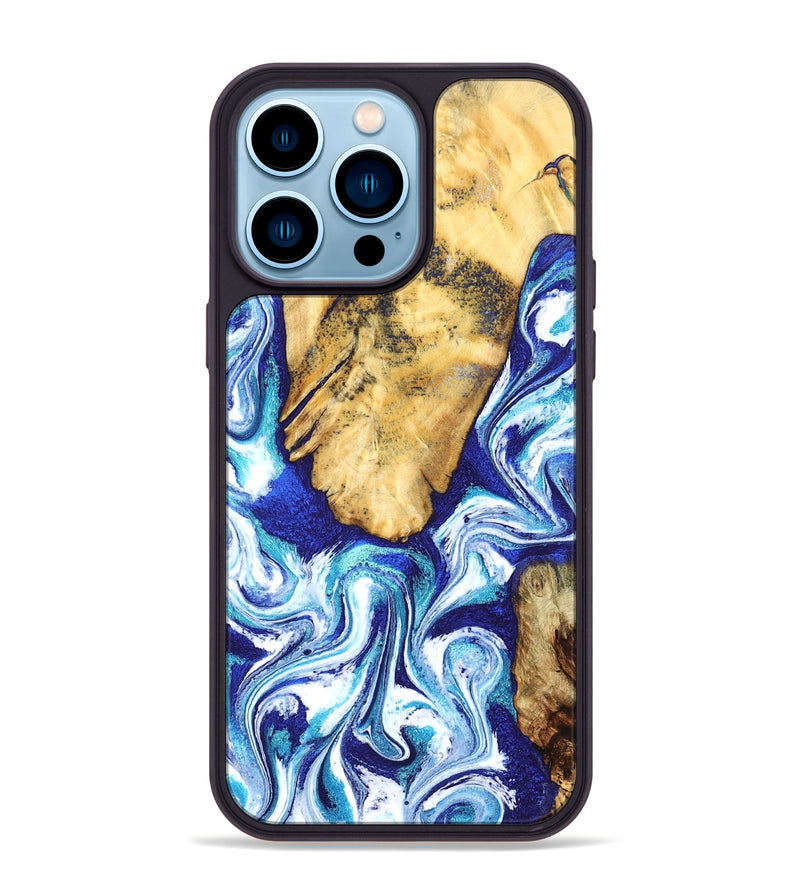 iPhone 14 Pro Max Wood Phone Case - Trace (Blue, 827026)