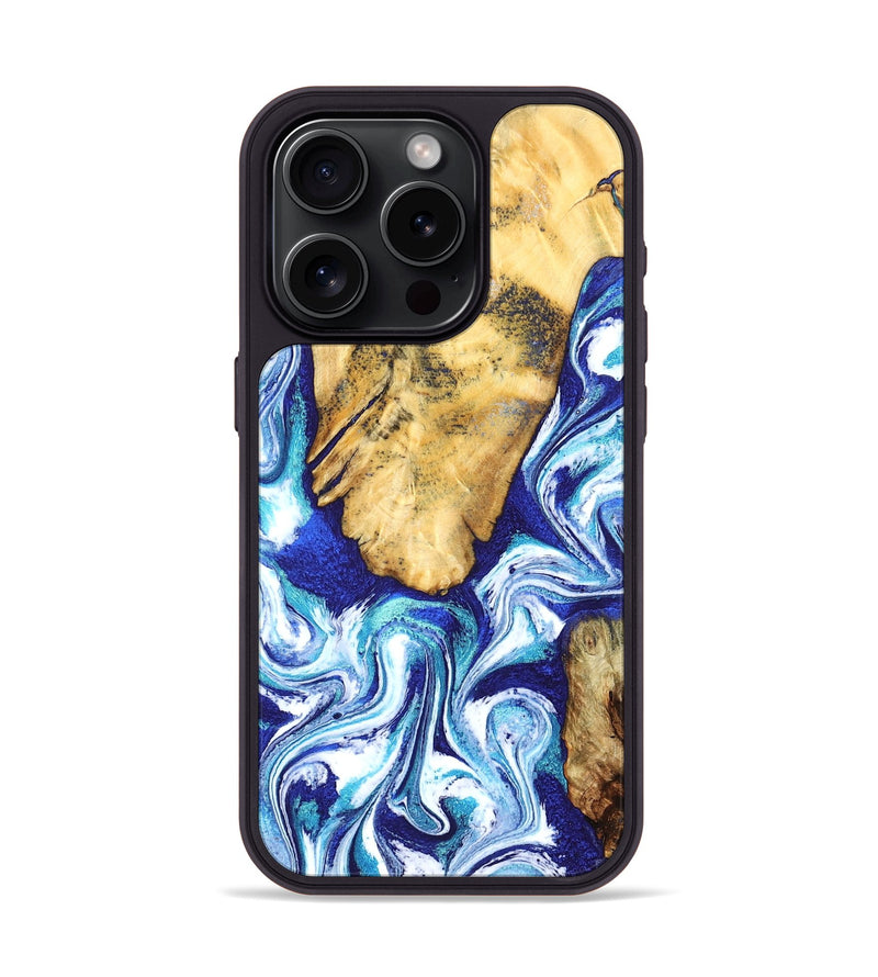 iPhone 15 Pro Wood Phone Case - Trace (Blue, 827026)