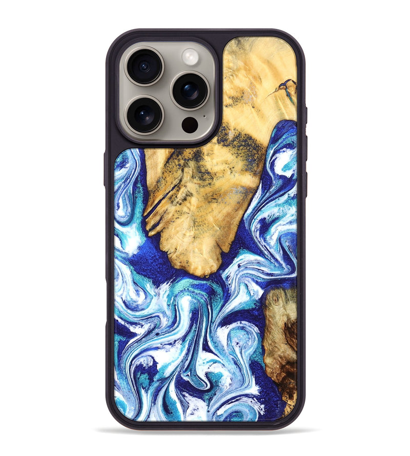 iPhone 16 Pro Max Wood Phone Case - Trace (Blue, 827026)