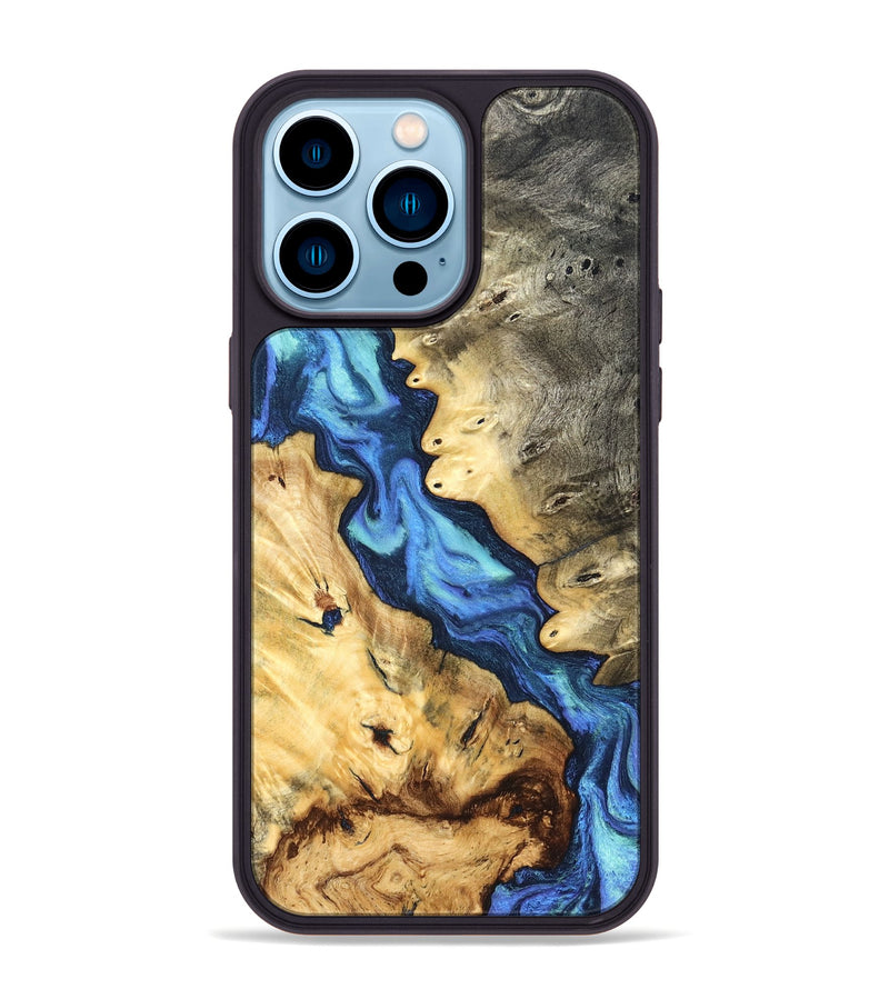 iPhone 14 Pro Max Wood Phone Case - Kristen (Blue, 827027)
