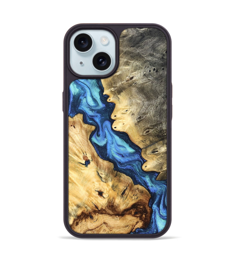 iPhone 15 Wood Phone Case - Kristen (Blue, 827027)